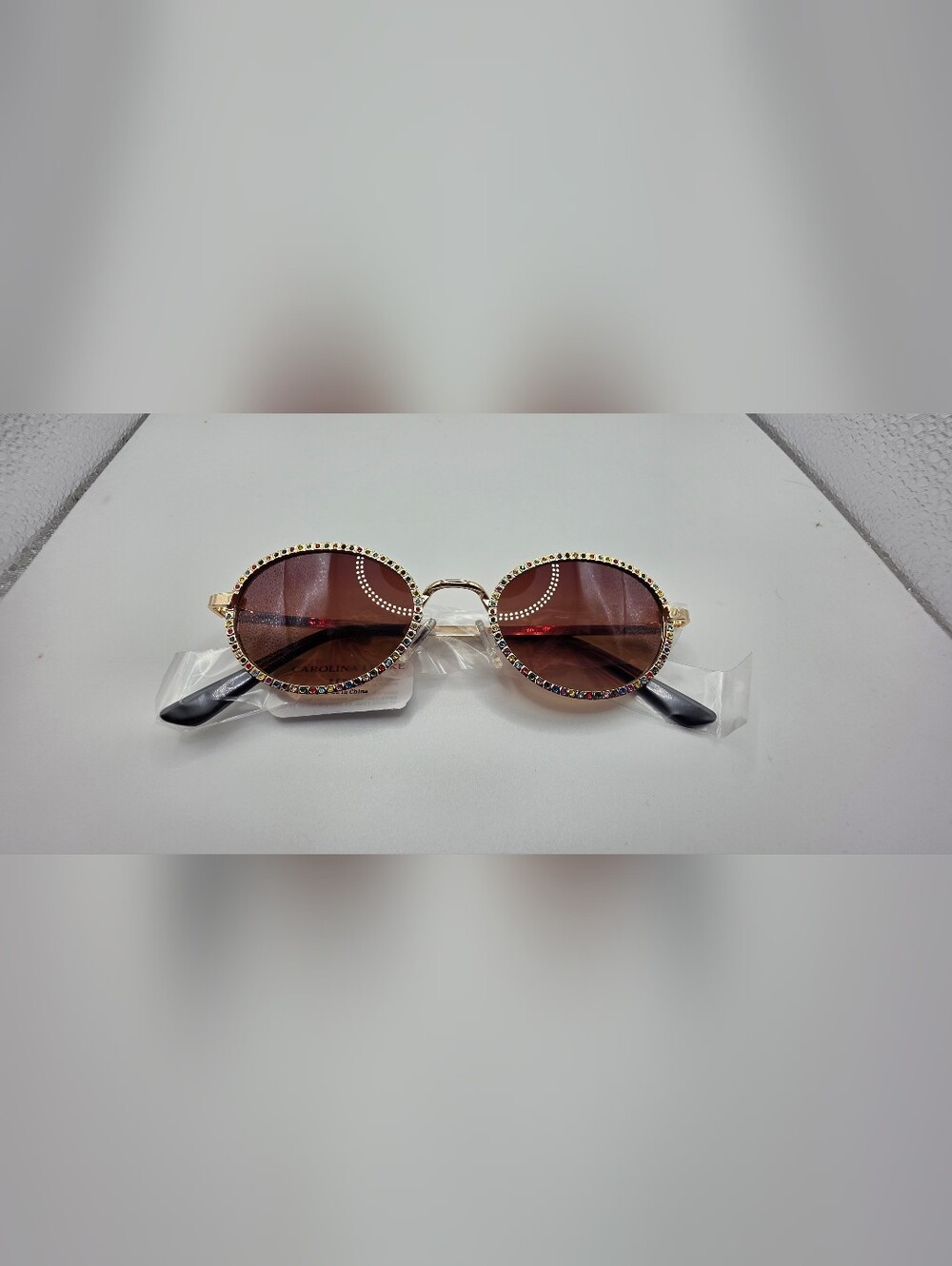 Round Sunglasses - Gold Frame with Brown Lenses Carolina Lemke